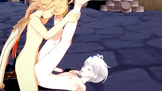 Genshin Impact Yaoi - Aether and Kazuha Footjob and bareback with creampie - Sissy crossdress Japanese Asian Manga Anime Film Relaxation Porn Gay